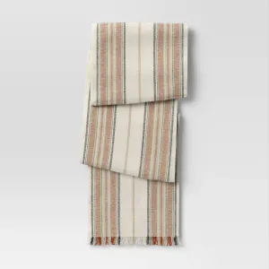 108 x 14 Cotton Striped Table Runner Orange