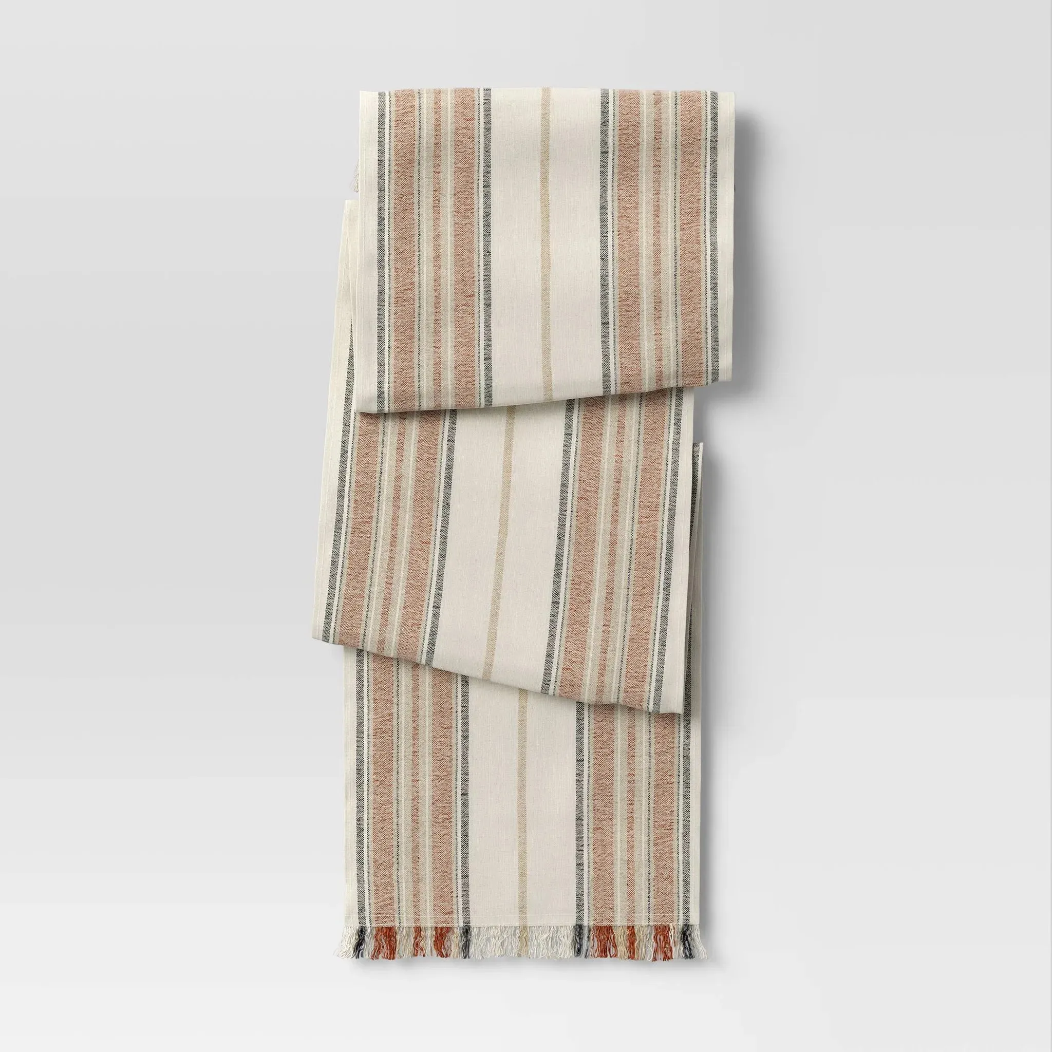 108 x 14 Cotton Striped Table Runner Orange