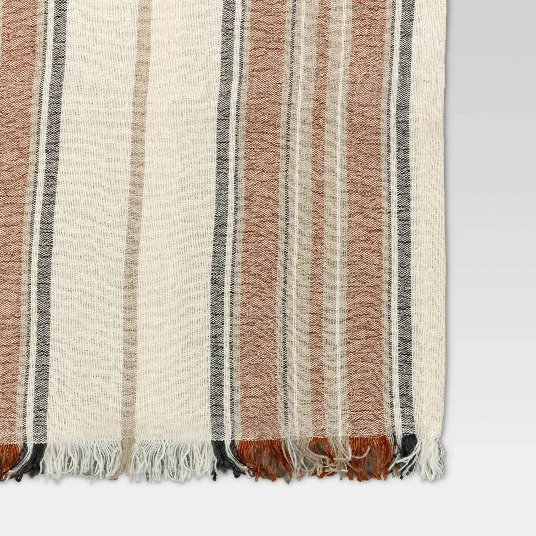 108 x 14 Cotton Striped Table Runner Orange