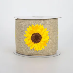 2.5" Bold Sunflower Ribbon: Natural (10 Yards)