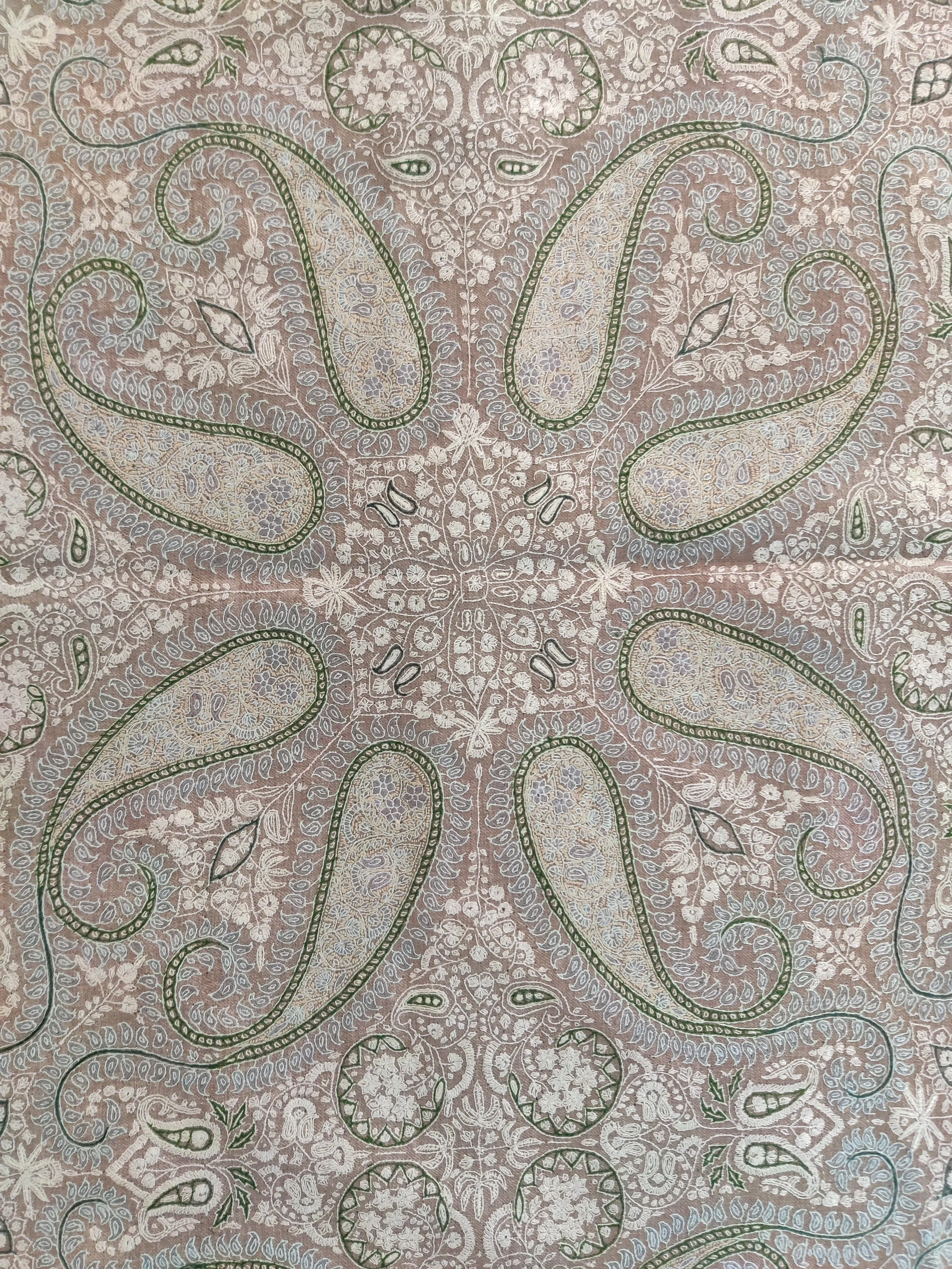 3 Yards : Pastel Enchantment Sozni Hand Embroidered Pure Pashmina Shawl