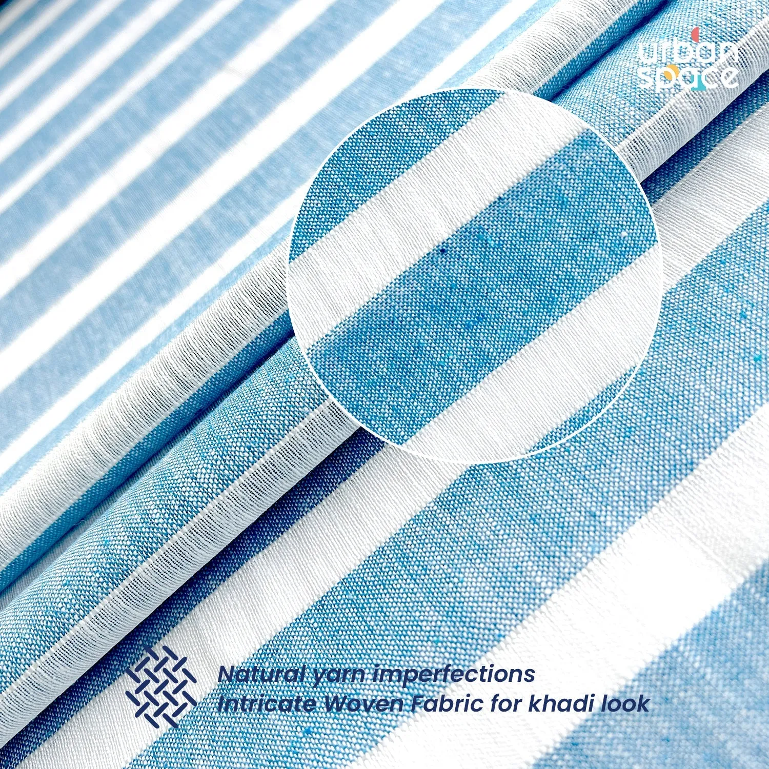 Aari Collection Embriodered Sheer Curtains, 35-40 % Light Filtering Curtains - Pack of 2 - Horizontal Weaves Blue
