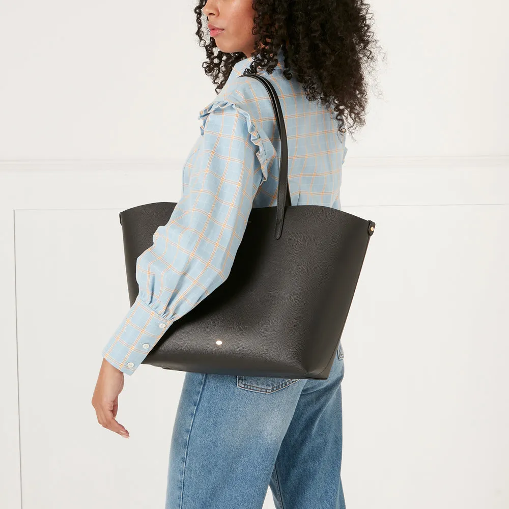 BLACK LEATHER LARGE IVY TOTE BAG