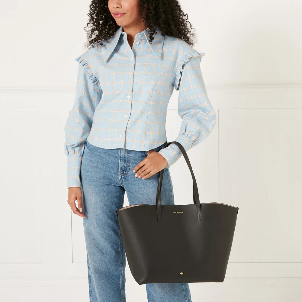 BLACK LEATHER LARGE IVY TOTE BAG
