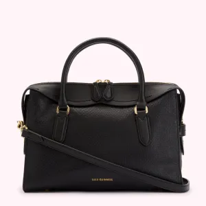 BLACK MEDIUM SNAKE EMBOSSED LEATHER DYLAN HANDBAG