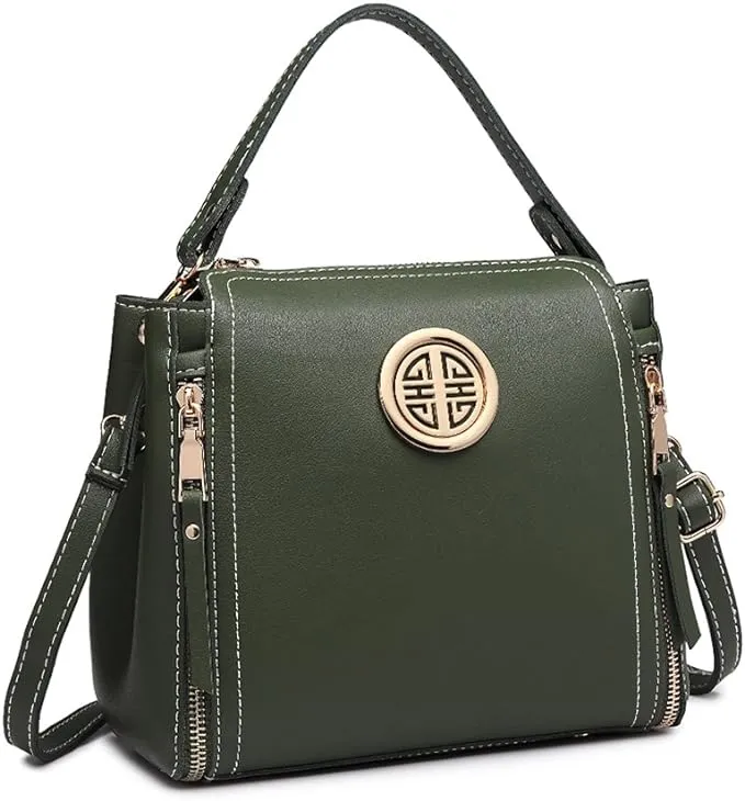 Black Shoulder/Crossbody messenger handbags for women by Miss Lulu | Made from PU leather for Travel, Dates, School