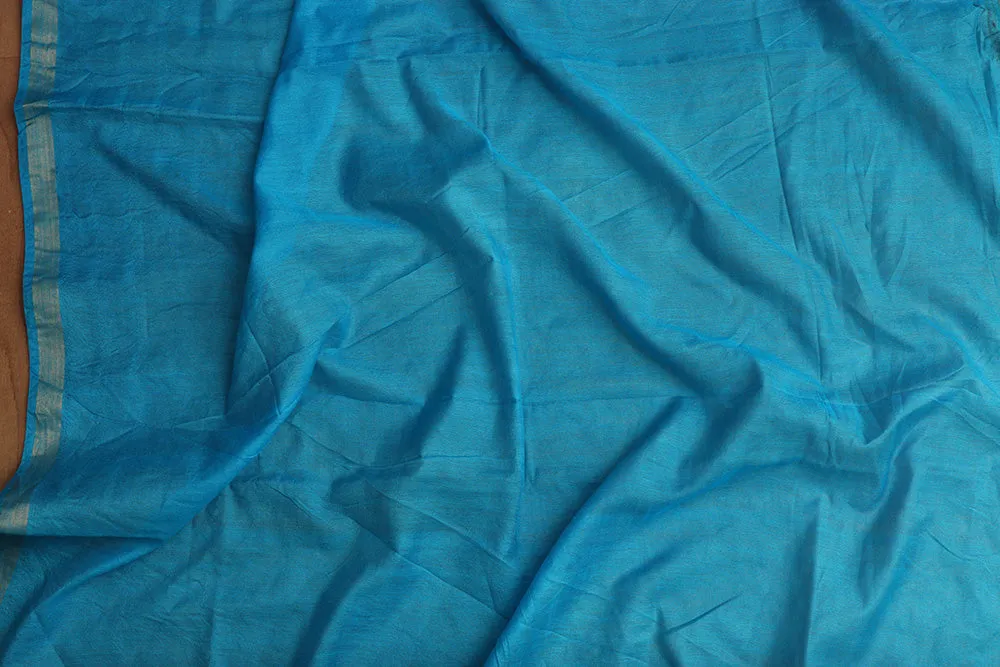 Blue Madhubani Digital Printed Cotton Silk Saree - Elegant Design