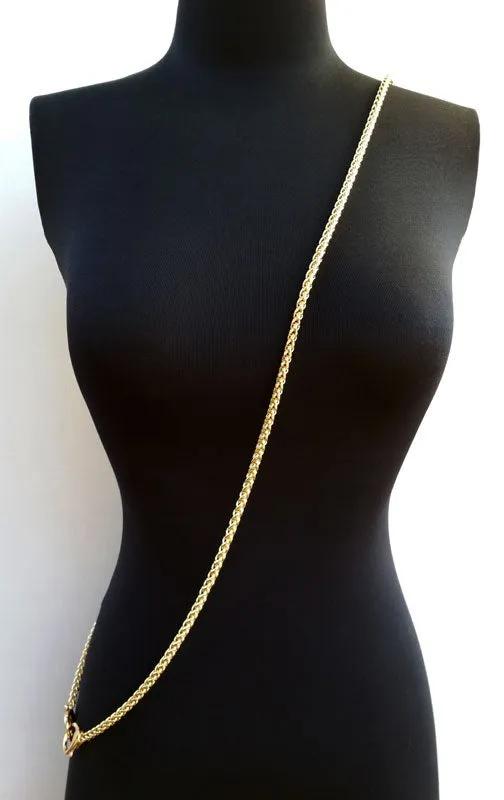 Braided/Twisted Wheat-style Chain, Gold-tone Finish - 1/4 inch (6mm) Wide Luxury Chain Strap - Handle to Crossbody Lengths