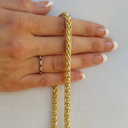 Braided/Twisted Wheat-style Chain, Gold-tone Finish - 1/4 inch (6mm) Wide Luxury Chain Strap - Handle to Crossbody Lengths