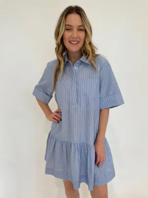 Cris Shirt Dress - Harbor Blue Stripe