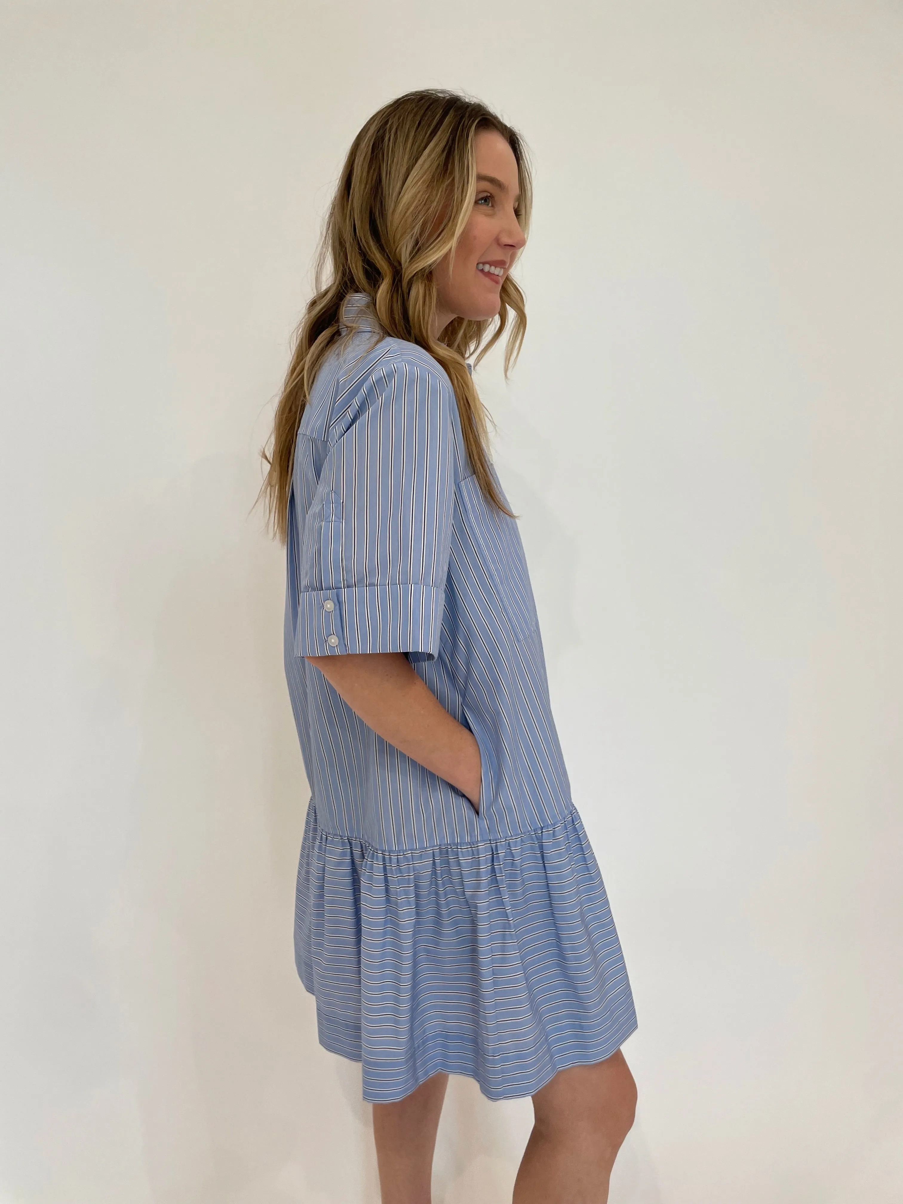 Cris Shirt Dress - Harbor Blue Stripe