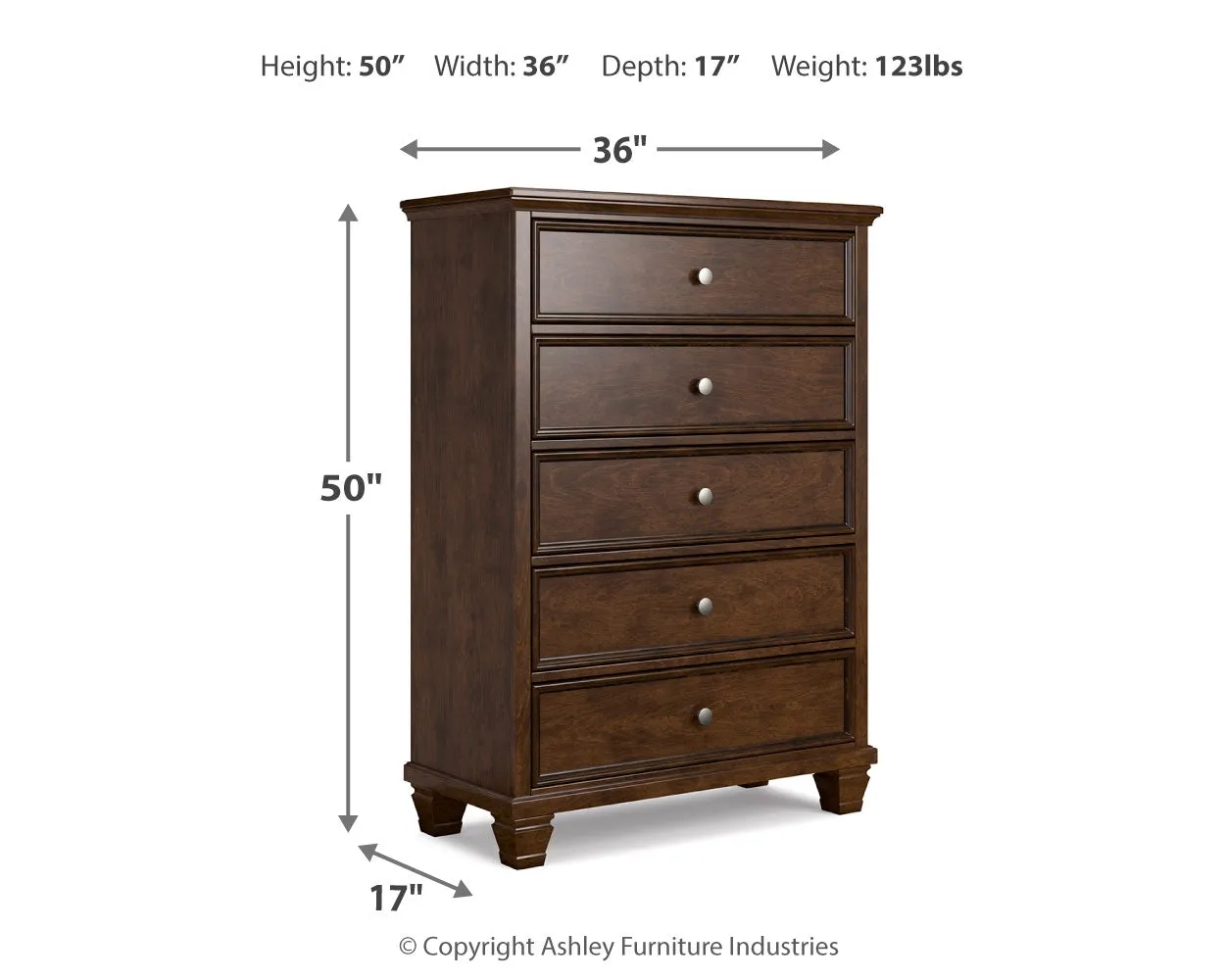 Danabrin Full Panel Bed with Mirrored Dresser and Chest in Brown