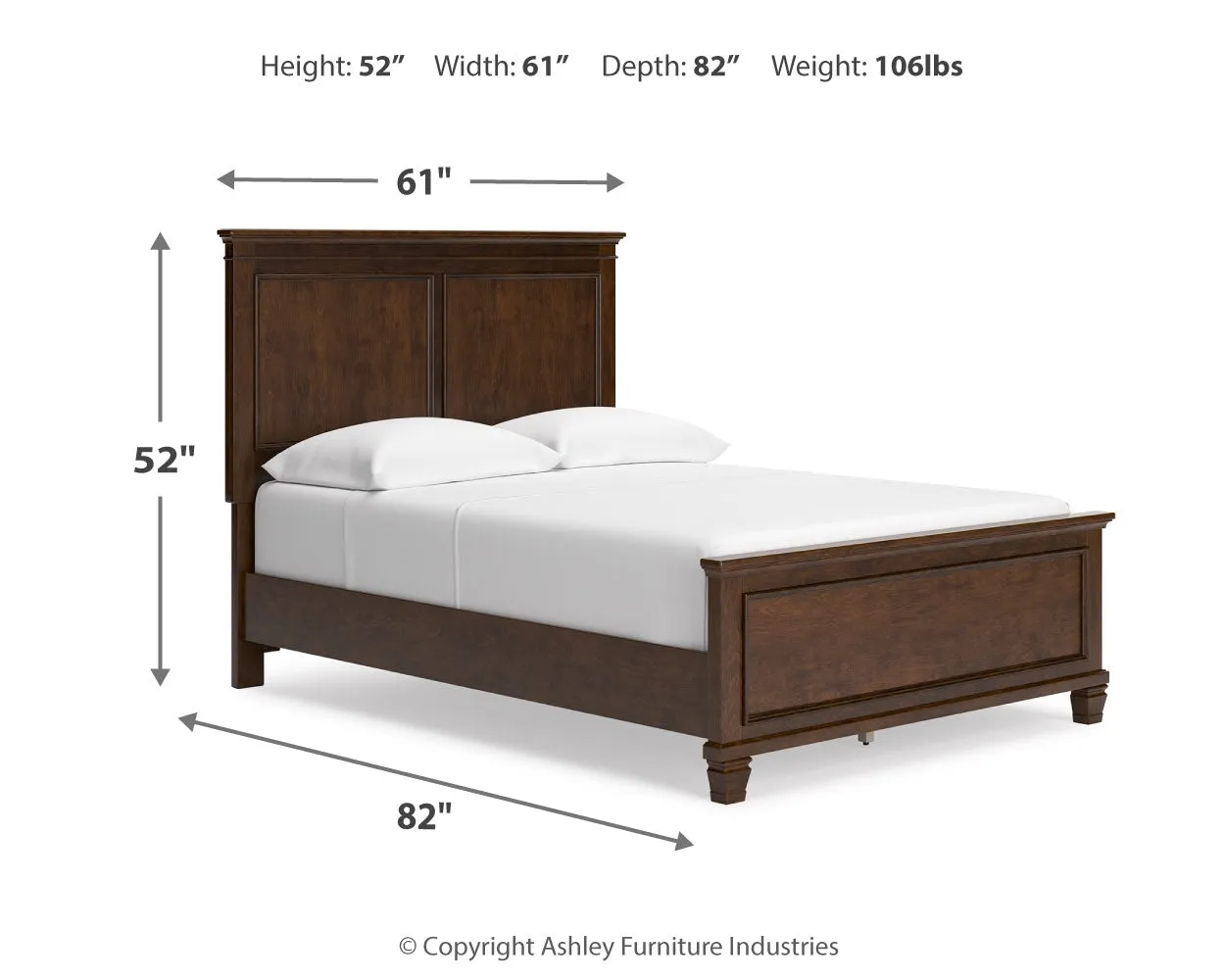 Danabrin Full Panel Bed with Mirrored Dresser and Chest in Brown