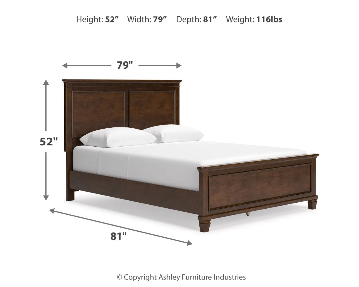 Danabrin Queen Panel Bed with Mirrored Dresser and Chest in Brown