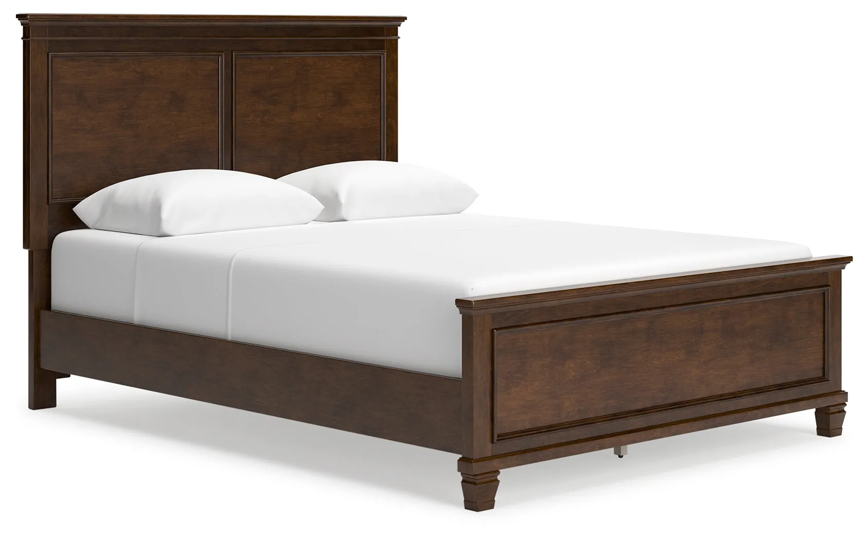 Danabrin Queen Panel Bed with Mirrored Dresser and Chest in Brown