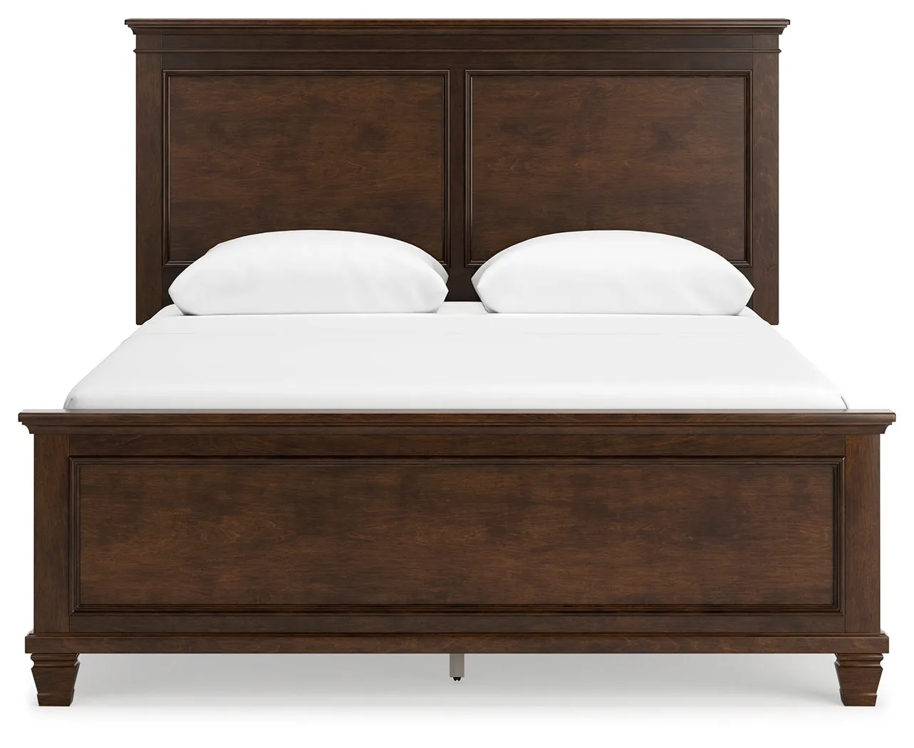 Danabrin Queen Panel Bed with Mirrored Dresser and Chest in Brown