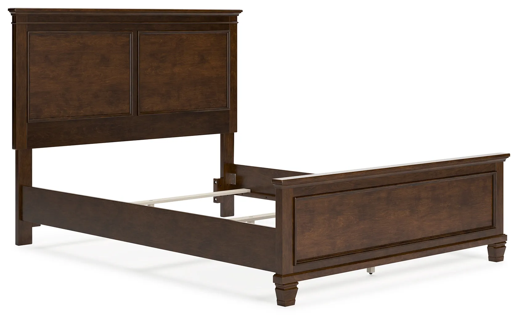 Danabrin Queen Panel Bed with Mirrored Dresser and Chest in Brown