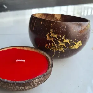 Decorative Brown Coconut Shell Christmas Bowl For Party & Table Decor