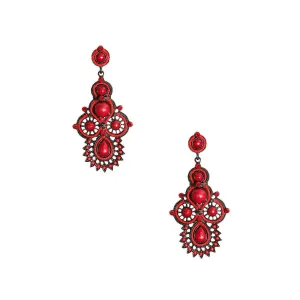 Delicately Handcrafted Black & Dark Red Earrings - Artisan Jewelry