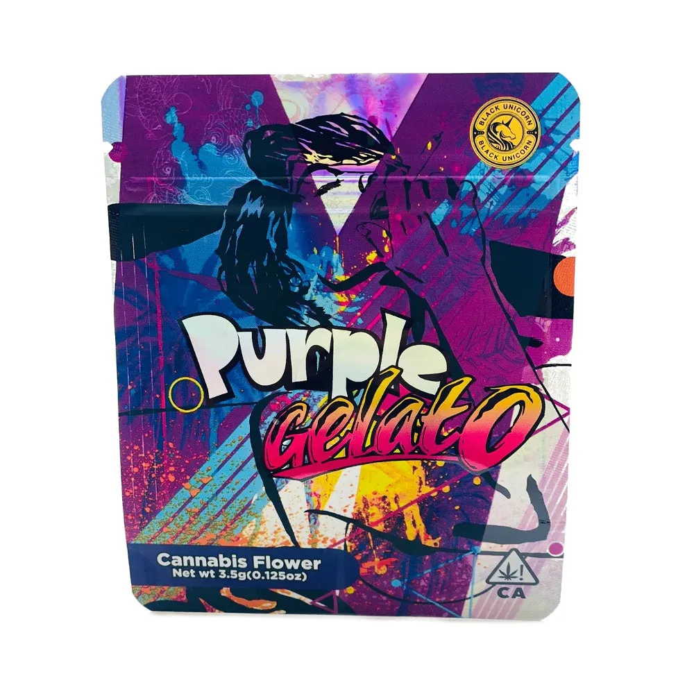 Designed Mylar Bag - Purple Gelato - 12.5cm x 9cm - Pack of 10