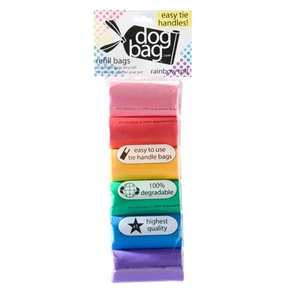 Doggie Walk Handle Bags Rainbow Designer Bags on a Roll Pack of 6 rolls