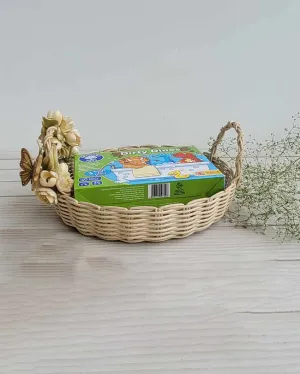 Earthy Brown Cane Rattan Storage Basket | Brown| 25 x 5 cm/10 x 2 inches