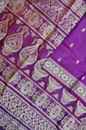 Elegant Purple Baluchari Handloom Pure Silk Saree