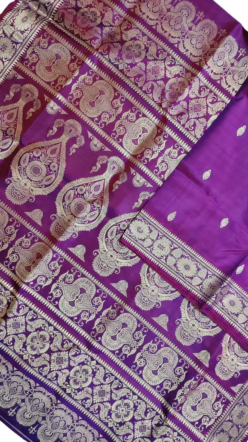 Elegant Purple Baluchari Handloom Pure Silk Saree