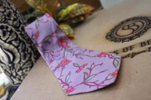 Elegant Purple Floral Banarasi Pure Raw Silk Neck Tie - Limited Edition
