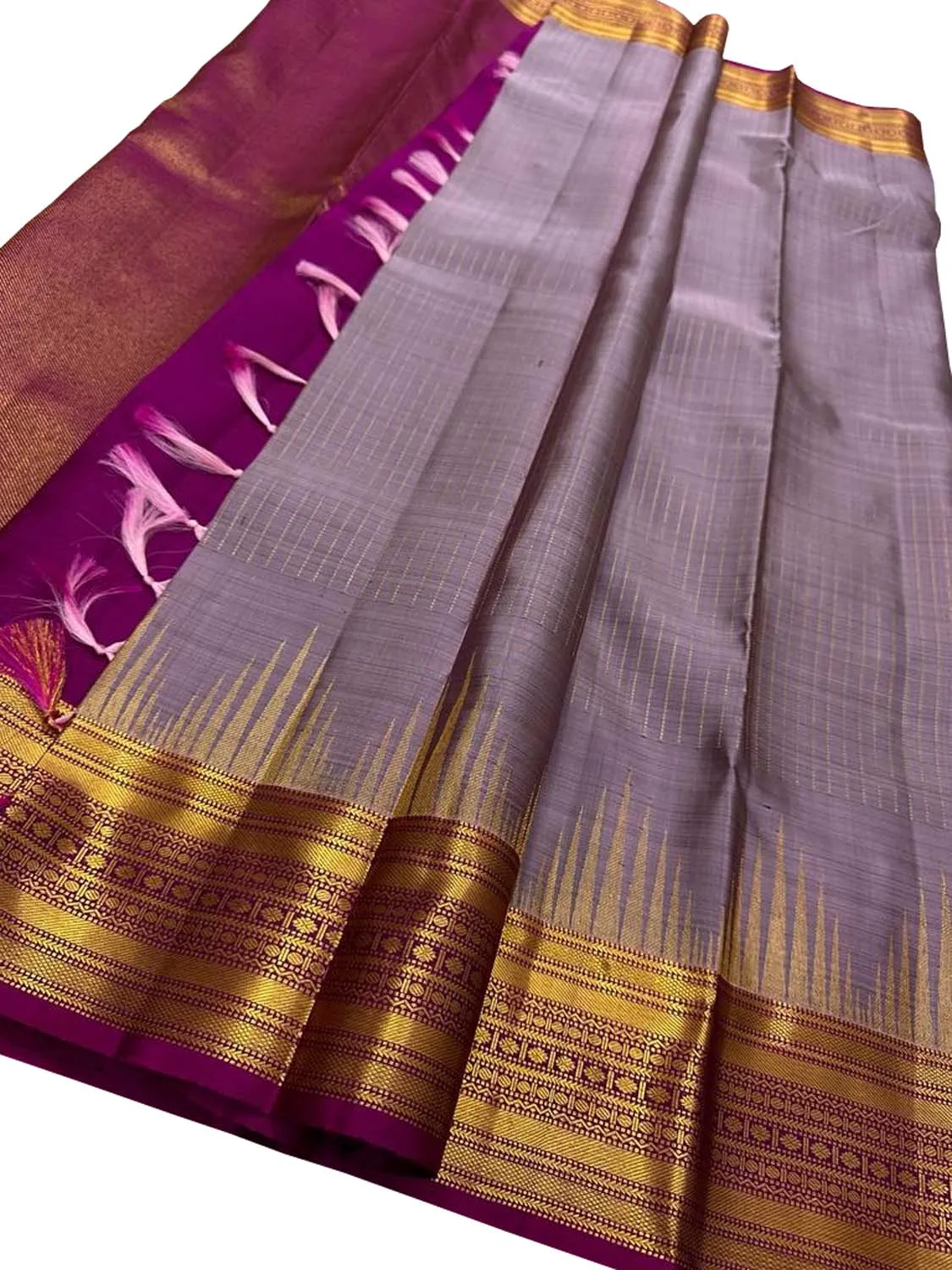 Elegant Purple Kanjeevaram Handloom Pure Silk Saree