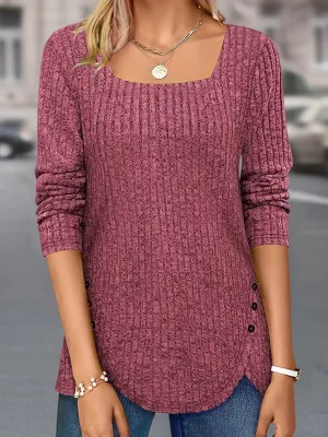 Elegant Square-Neck Striped Sweater - Comfortable, Durable & Easy-Care, Perfect for Spring to Fall