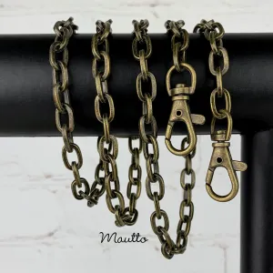 Elongated Box Chain, Antique Brass Finish - 3/8 inch (9mm) Wide Luxury Chain Strap - Handle to Crossbody Lengths