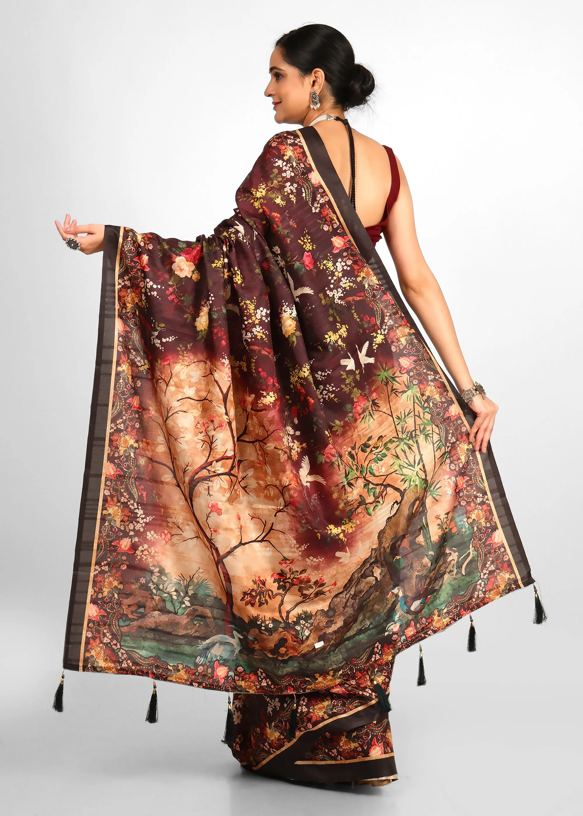 Exquisite Floral Designer Silk Saree