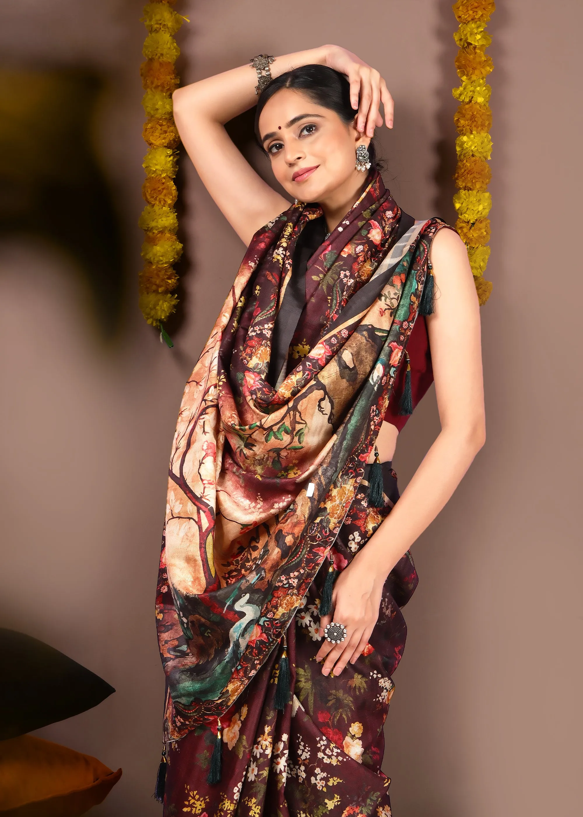 Exquisite Floral Designer Silk Saree
