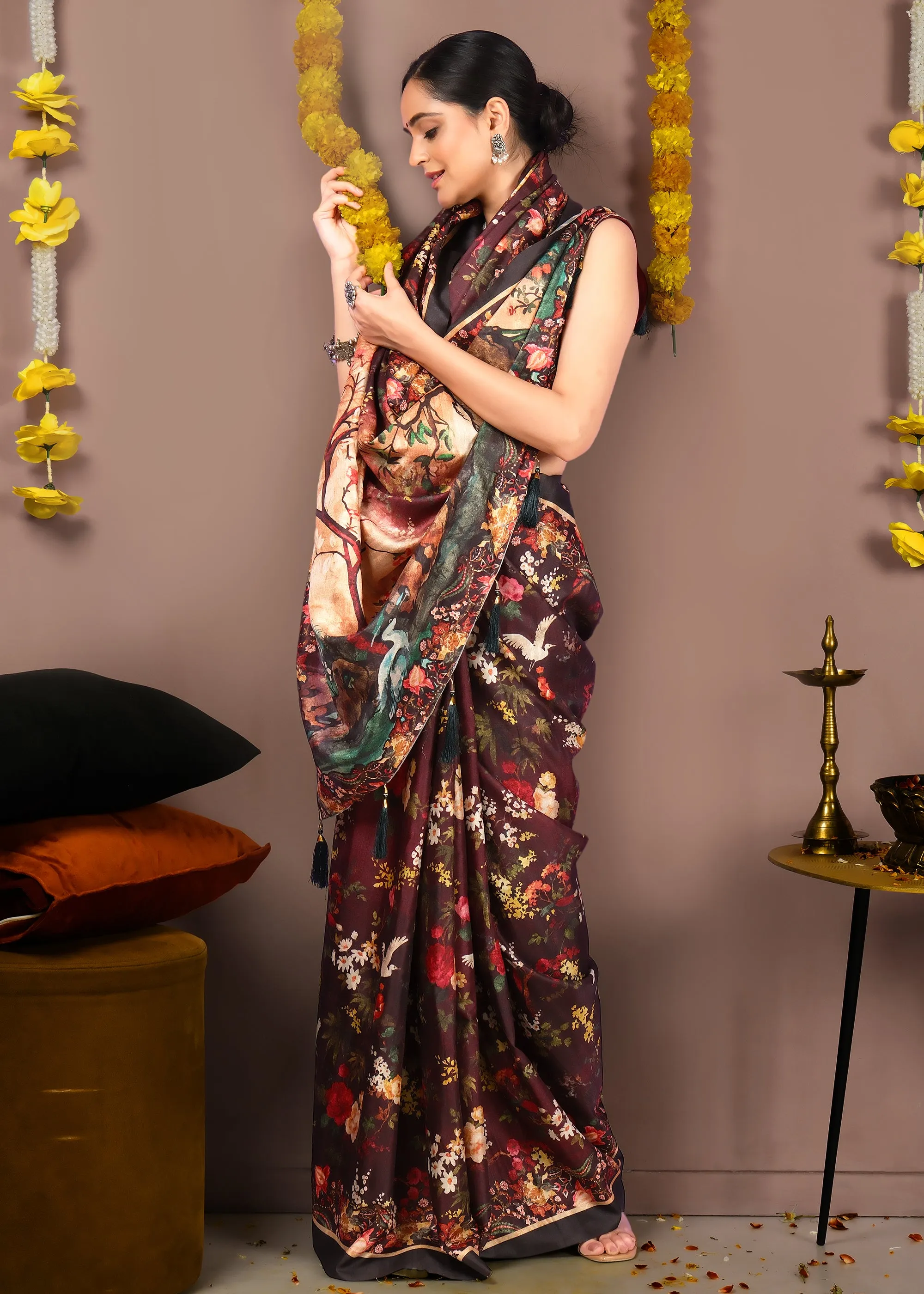 Exquisite Floral Designer Silk Saree