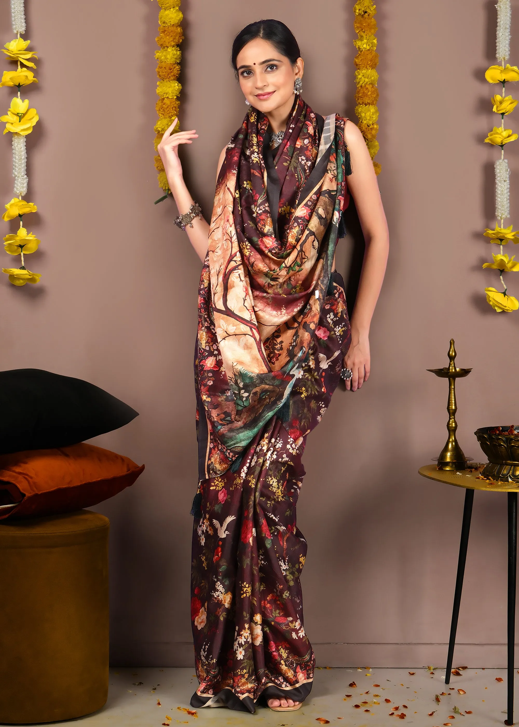 Exquisite Floral Designer Silk Saree