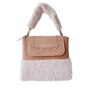 Faux Fur Purse and sling bag Leisure Party Perfect Gift (pink)