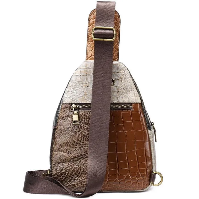 Genuine Leather Patchwork Hobo Sling Shoulder Bags For