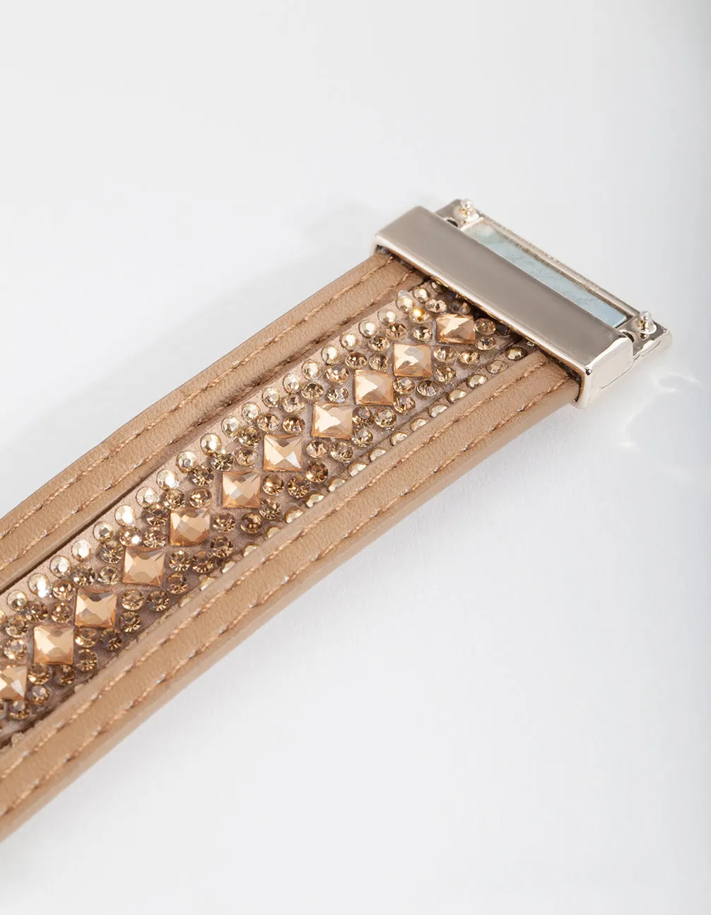 Gold Brown Leatherette Bracelet