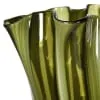 Green Striped Wave Glass Vase