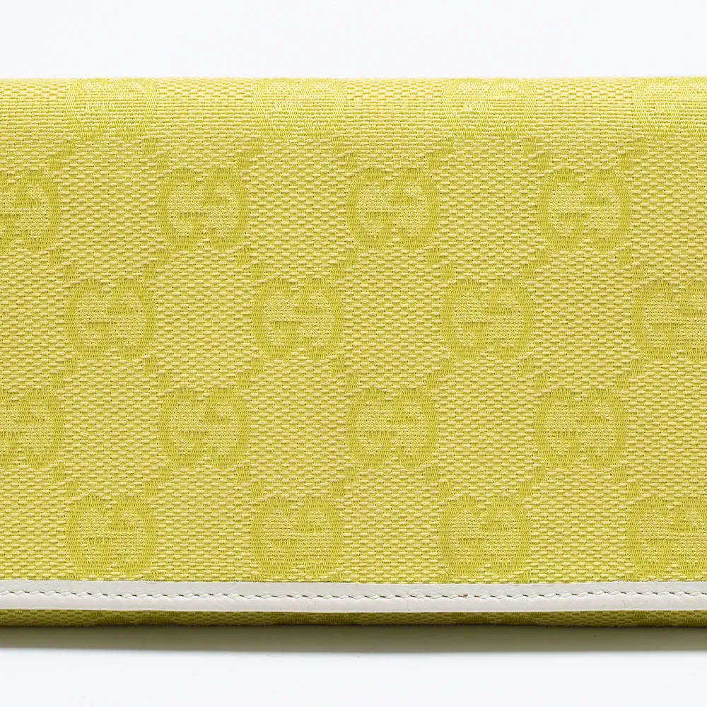 Gucci Yellow/white Gg Canvas And Leather Continental Wallet