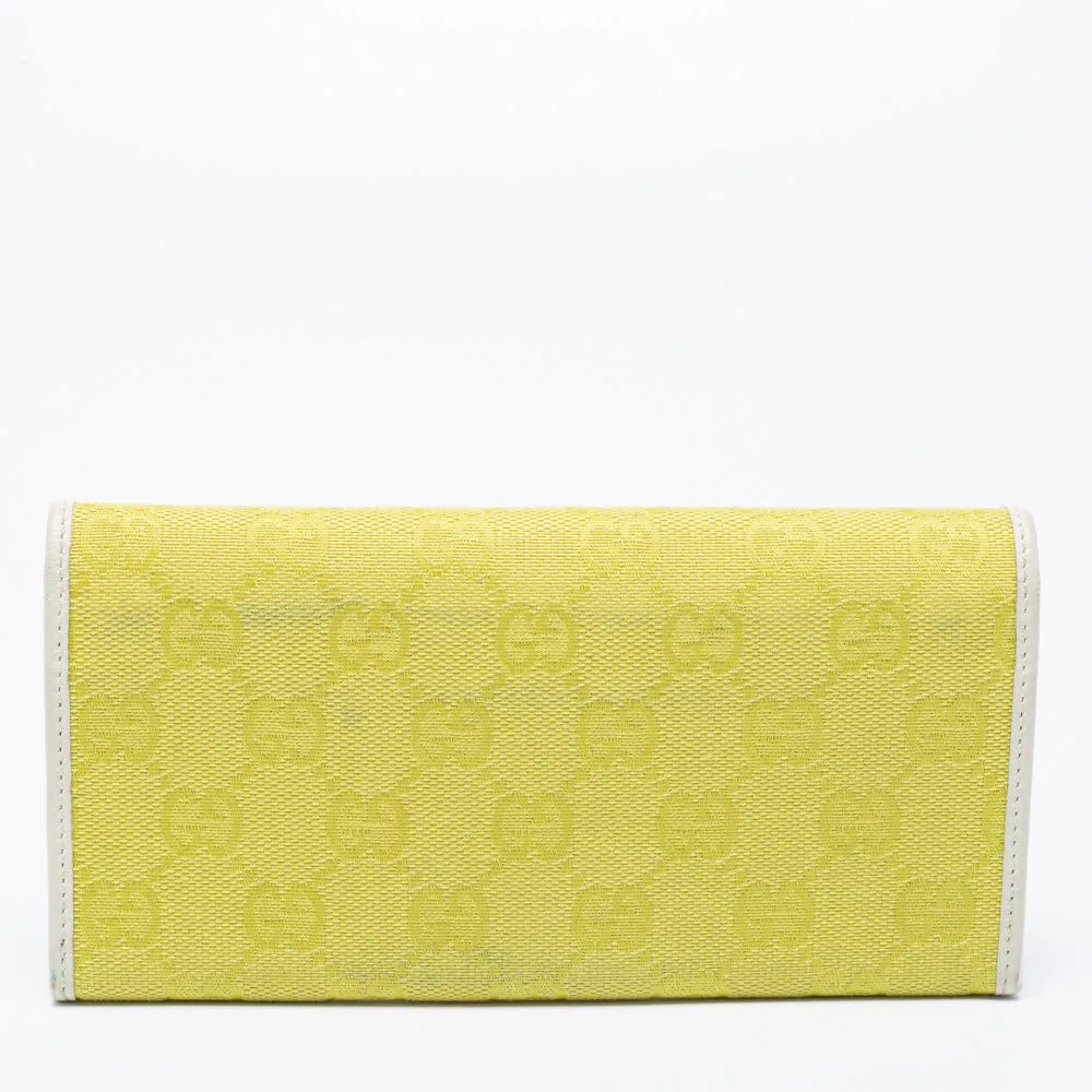 Gucci Yellow/white Gg Canvas And Leather Continental Wallet