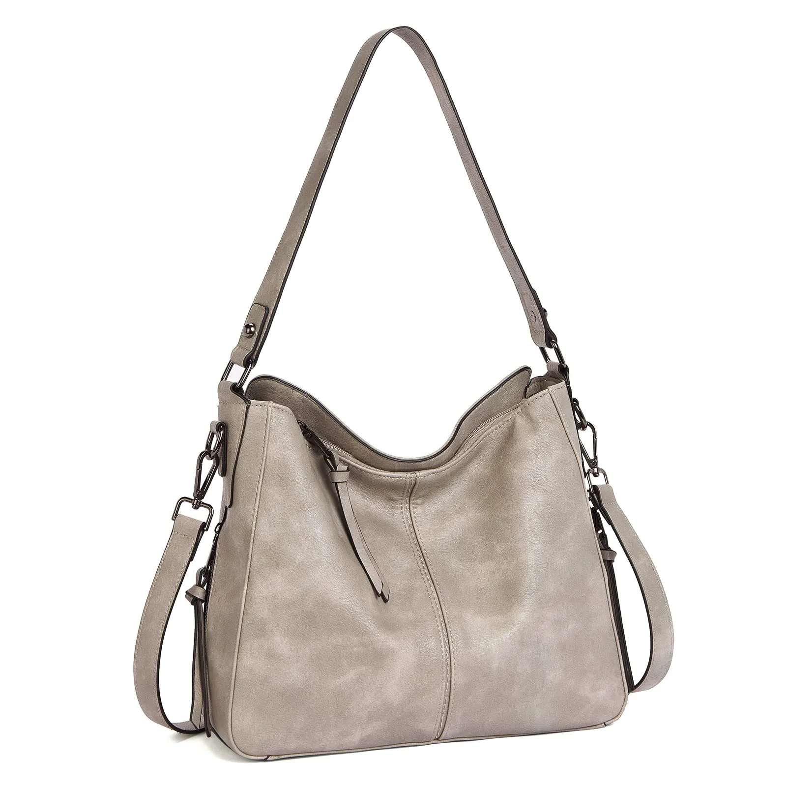 Kweli Large Stitch Detail Vegan Lether Hobo Bag
