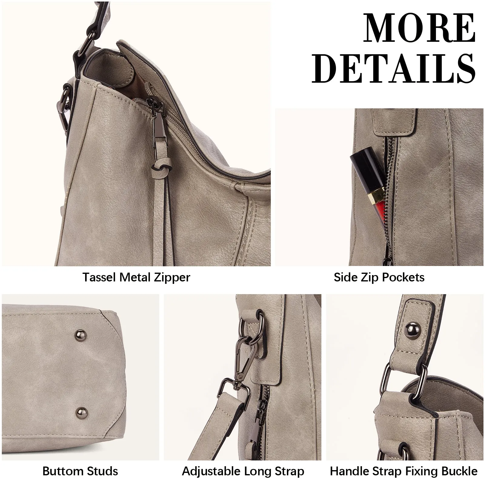 Kweli Large Stitch Detail Vegan Lether Hobo Bag