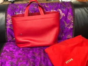Large Bally red leather tote