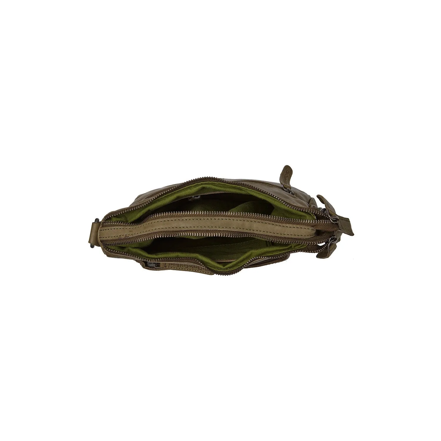Leather Shoulder Bag Olive Green Caroline