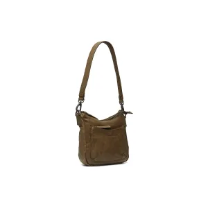 Leather Shoulder Bag Olive Green Caroline