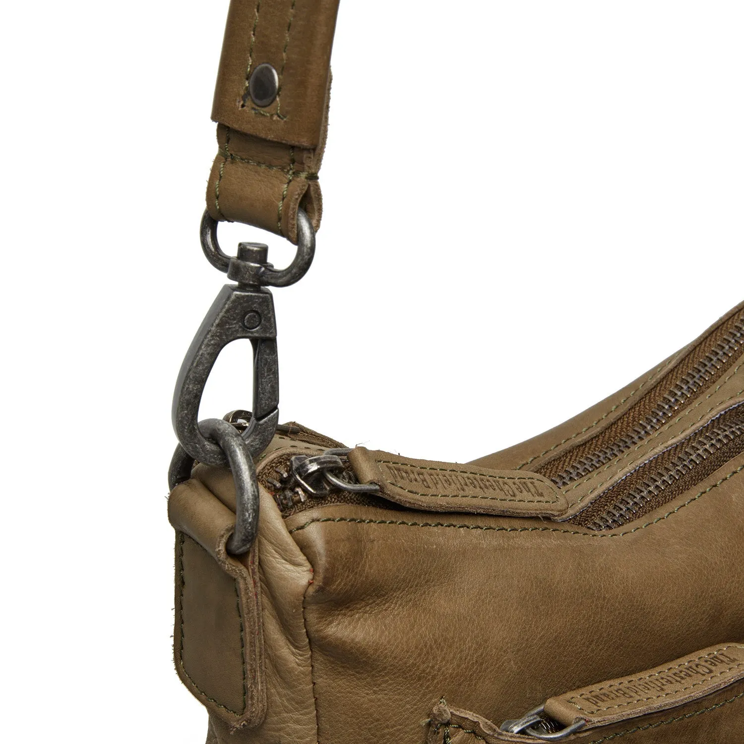 Leather Shoulder Bag Olive Green Caroline