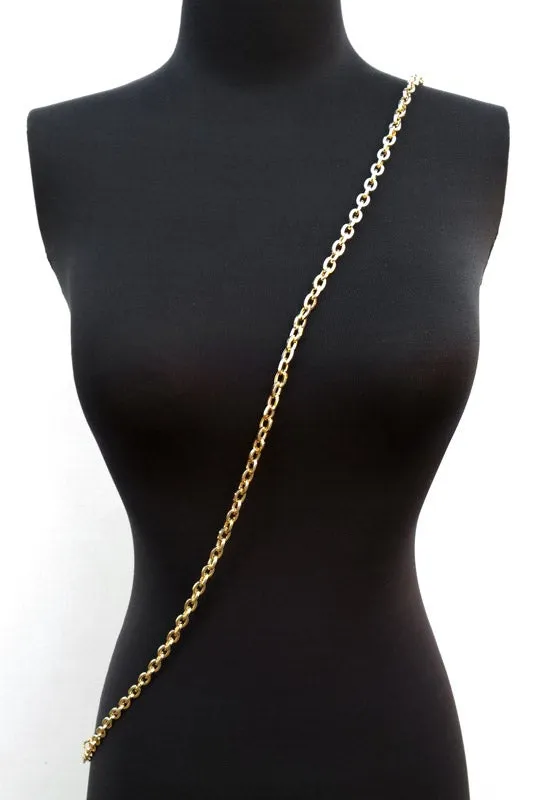 Mini Elongated Box Chain, Gold-tone Finish - 1/4 inch (7mm) Wide Luxury Chain Strap - Handle to Crossbody Lengths
