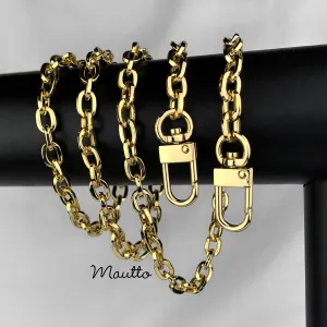 Mini Elongated Box Chain, Gold-tone Finish - 1/4 inch (7mm) Wide Luxury Chain Strap - Handle to Crossbody Lengths